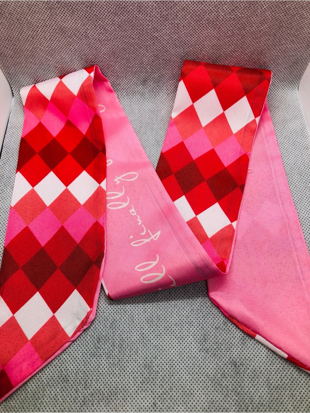 Pink & Red Diamond Pattern Scarf Wrap